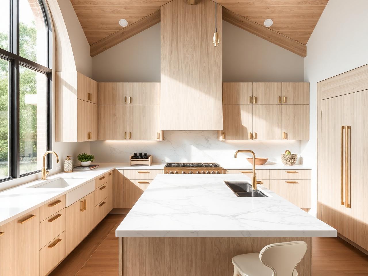 Custom kitchen remodel with white oak cabinetry